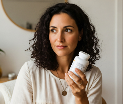 A women hold a supplements bottle